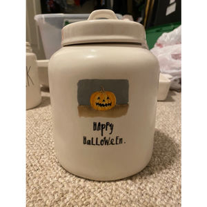 Rae Dunn Happy Halloween pumpkin canister